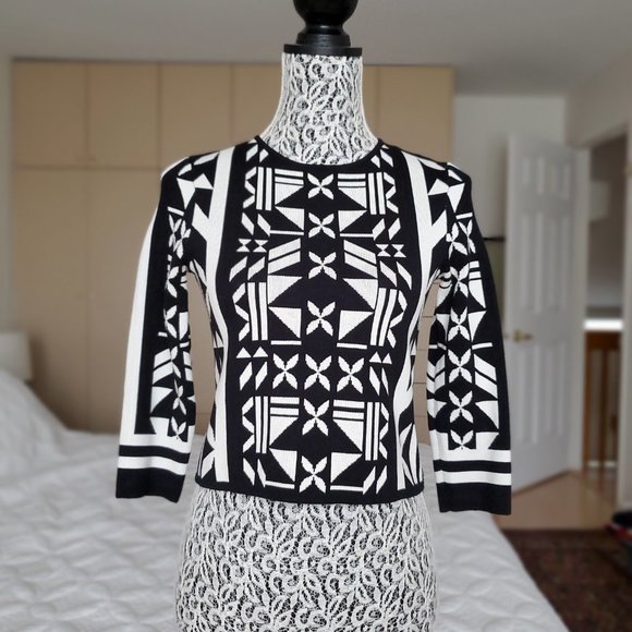 H&M Geometric Pattern Cropped Sweater - Picture 1 of 6